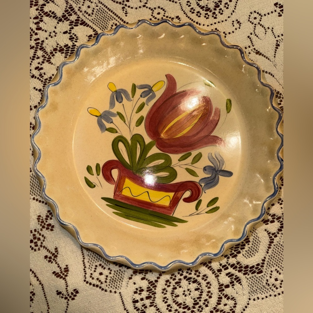 Hand-Painted Floral Ceramic Plate from Los Angeles pottery
